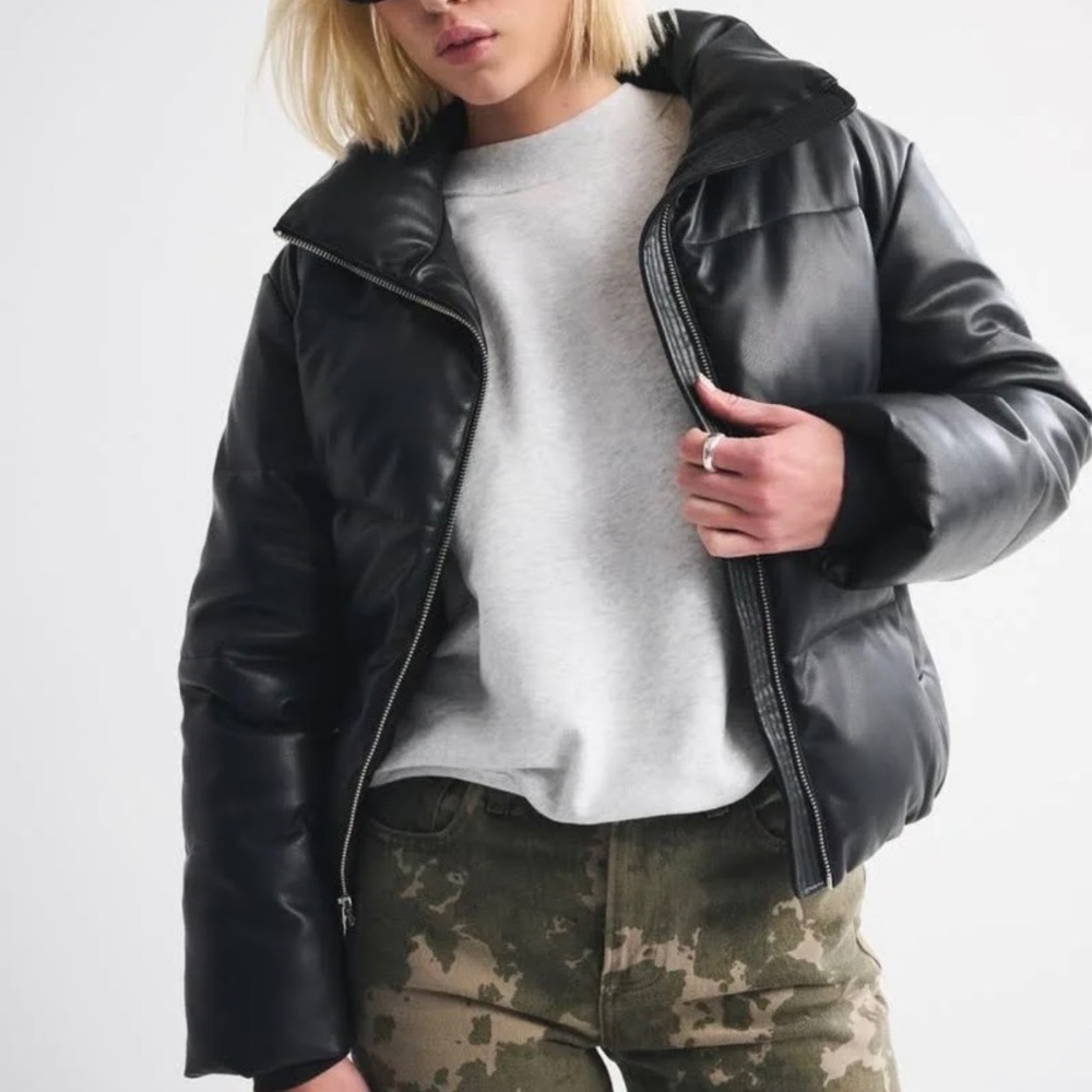 Abercrombie Leather Puffer Coat